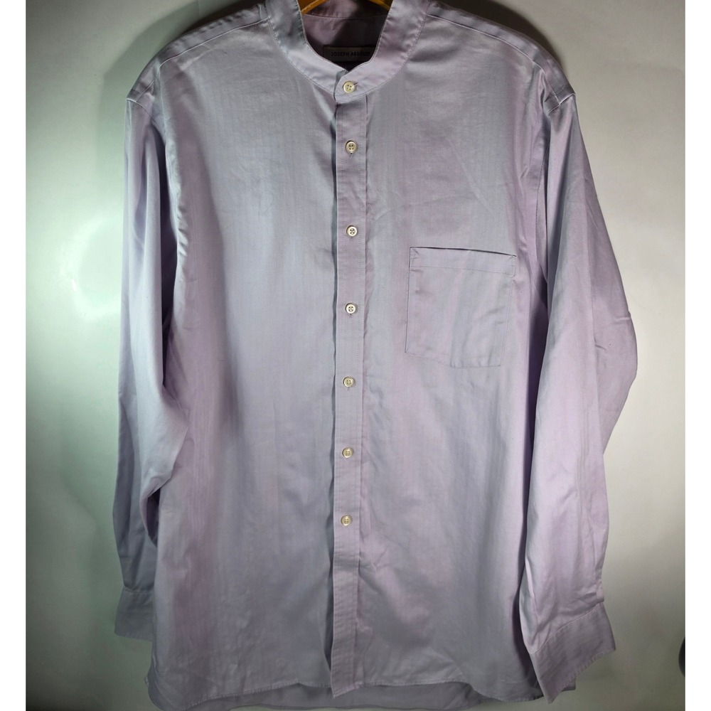 Joseph Abboud Banded Collar Dress Shirt Mens 16.5 34/35 Purple Non Iron Regular